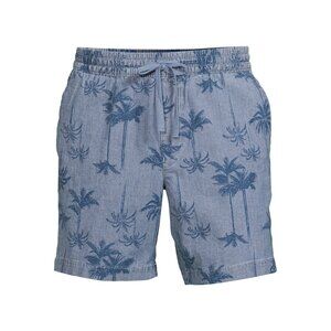 George Mens Blue Print Elastic Twill Pull On Casual Shorts Sz M (32-34) NEW